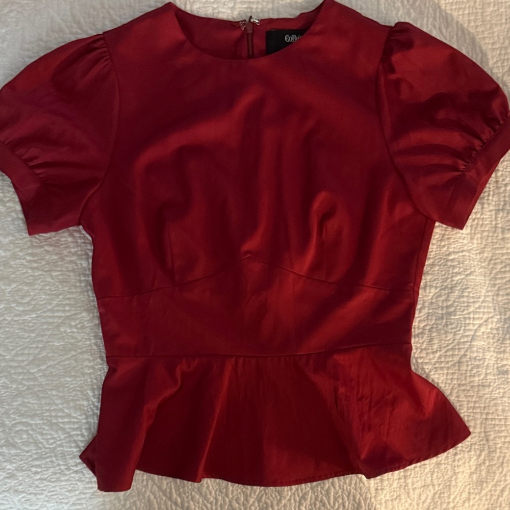 Collectif Bold Red Peplum Blouse